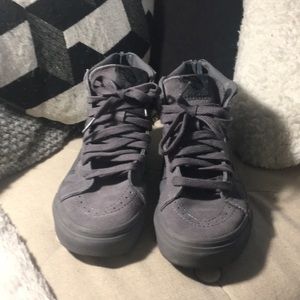 NWOT Vans Grey suede and canvas Sk8 Hi mono zipper